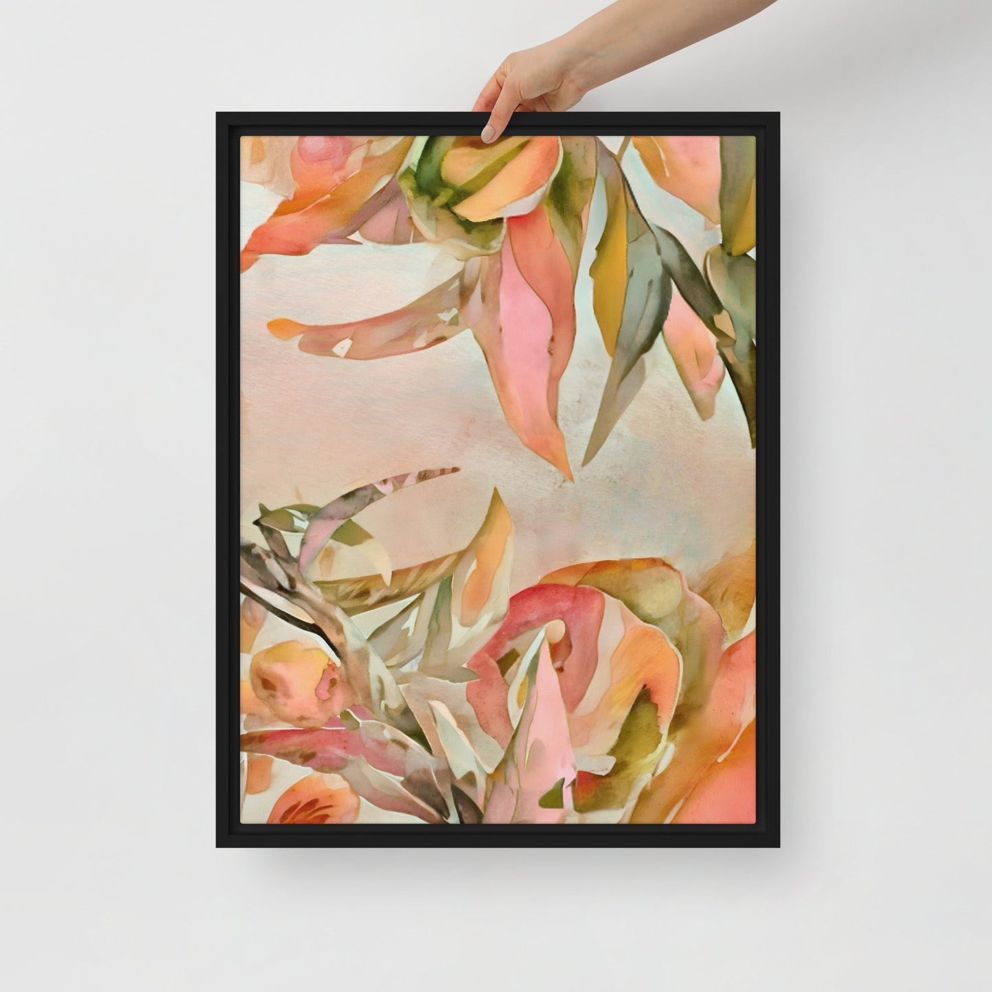 Blushing Petals 18” x 24” Framed canvas