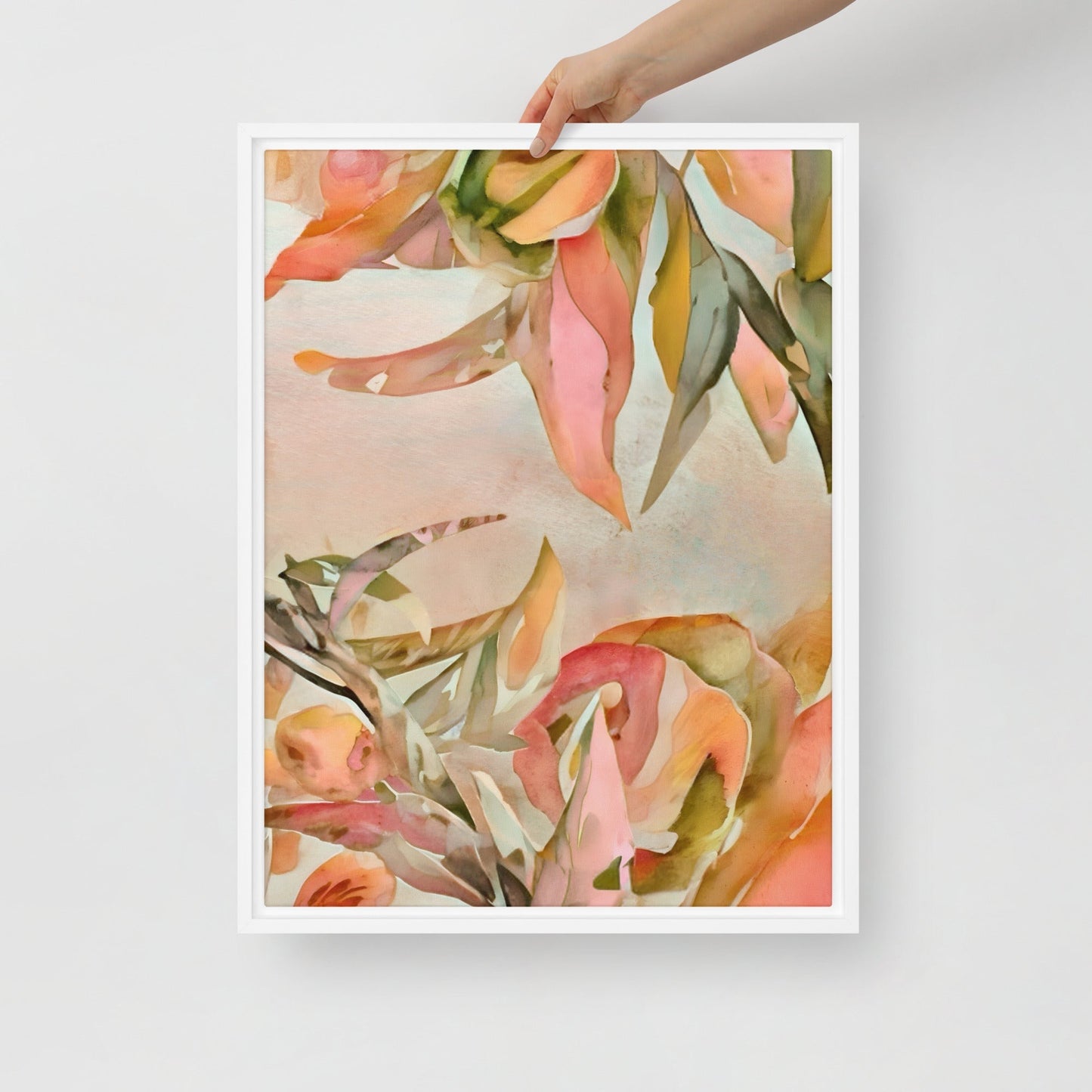 Blushing Petals 18” x 24” Framed canvas